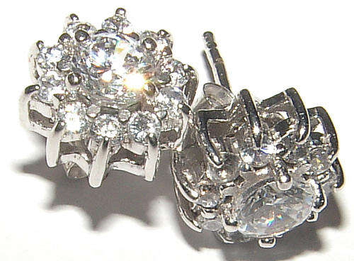 'GORGEOUS!'--- FANCY STERLING SILVER CLUSTER EARRINGS!