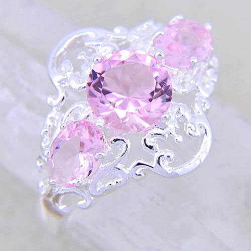 ***BEAUTIFUL DESIGN!!!***SWEET PINK TOPAZ IN STERLING SILVER RING!!!