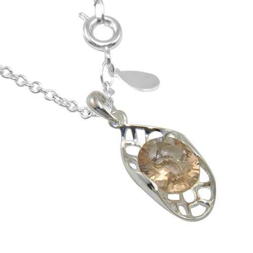 SWEET CHAMPAGNE TOPAZ STERLING SILVER FACETS OF LIFE PENDANT WITH CHAIN!!