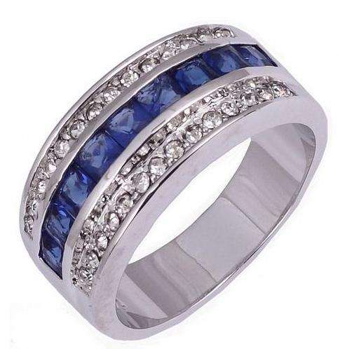 ***SIZE 9 ***STUNNING SAPPHIRE  WHITE GOLD RING!!!