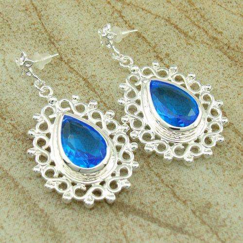 ***NATURAL GEMSTONES!!!***STUNNING TOPAZ IN STERLING SILVER EARRINGS!!!