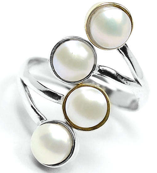 ***WOAW!!!*** GORGEOUS MABE PEARLS IN SOLID STERLING SILVER RING!!!