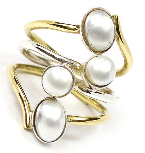 ***WOAW!!!*** GORGEOUS MABE PEARLS IN SOLID STERLING SILVER RING!!!