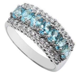 ***WOAW!!!***STUNNING AQUAMARINE AND TOPAZ COCKTAIL DRESS RING!!!