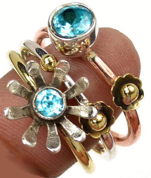 ***WOAW!!!*** SPARKLING NATURAL TOPAZES IN SOLID STERLING SILVER RING!!!