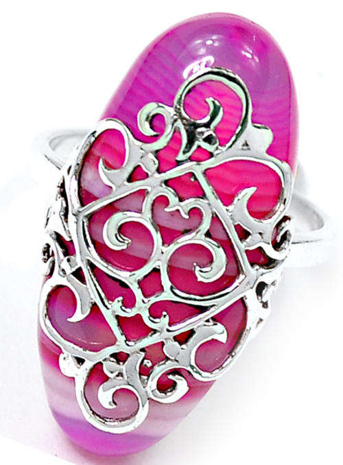 ***UNUSUAL GEMSTONE!!!***STUNNING NATURAL BOTSWANA AGATE IN SOLID STERLING SILVER RING!!!