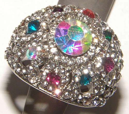 **SIZE N **BEAUTIFUL RHINESTONE ENCRUSTED DRESS RING - ***NEW!***