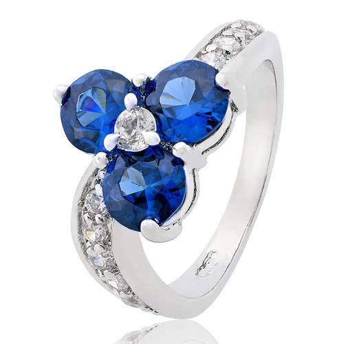 ***SWEET!!!*** GORGEOUS SAPPHIRE CUBIC ZIRCONIA IN WHITE GP COCKTAIL RING!!!
