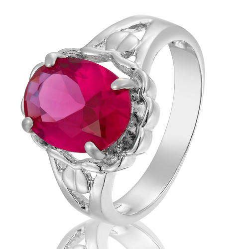 ***SWEET!!!*** GORGEOUS RUBY RED CUBIC ZIRCONIUM IN WHITE GP COCKTAIL RING!!!