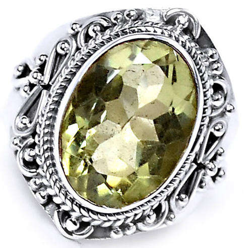 ***REDUCED!!!*** GORGEOUS GREEN AMETHYST (PRASIOLITE) IN SOLID STERLING SILVER RING!!!