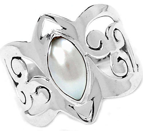 ***WOAW!!!*** GORGEOUS MABE PEARL IN SOLID STERLING SILVER RING!!!