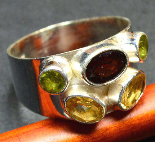 ***WOAW!!!***STUNNING MULTI  GEMSTONE SOLID STERLING SILVER RING!!!