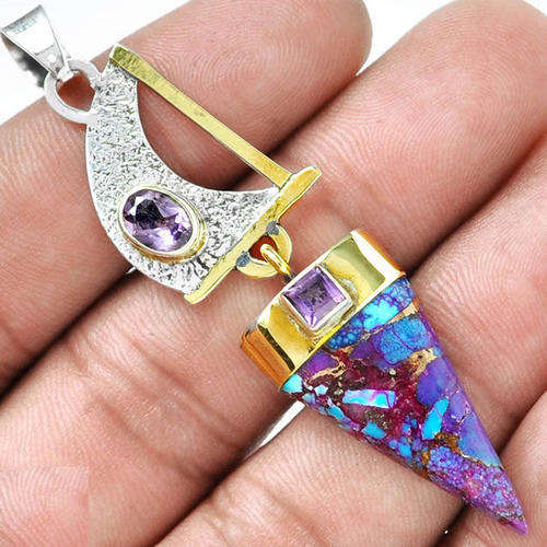 ***DESIGNER ITEM!!*** GORGEOUS COPPER TURQUOISE SOLID STERLING SILVER PENDANT!!