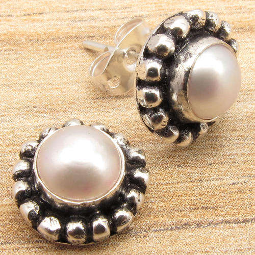 IMPORTED FROM INDIA!! - GORGEOUS MABE PEARLS IN STERLING SILVER EARRINGS!!