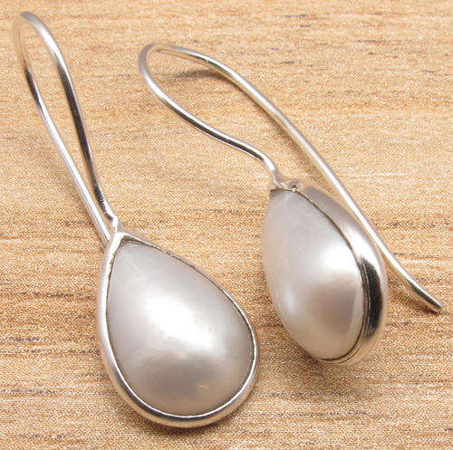 IMPORTED FROM INDIA!! - GORGEOUS MABE PEARLS IN STERLING SILVER EARRINGS!!
