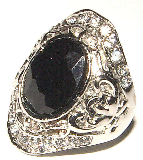 **SIZE 7 **GORGEOUS BOLD DRESS RING WITH LUCITE CRYSTAL AND RHINESTONES!