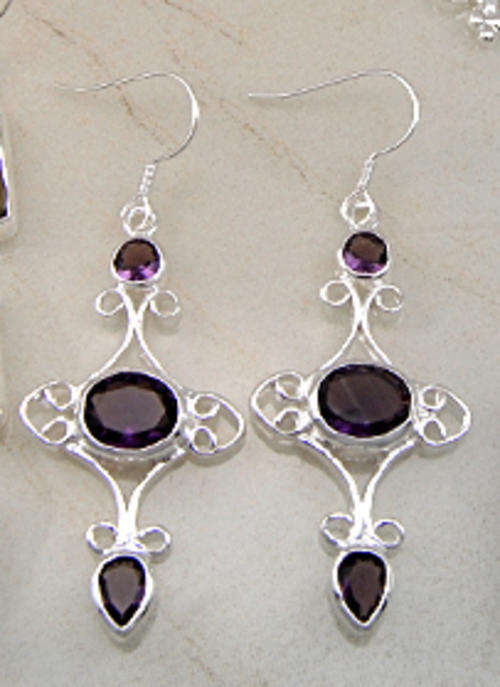 ***GORGEOUS AND NEW!!!***STUNNING AMETHYSTS IN STERLING SILVER EARRINGS!!!