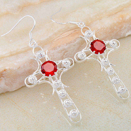 ***GORGEOUS AND NEW!!!***STUNNING RED QUARTZ IN STERLING SILVER EARRINGS!!!