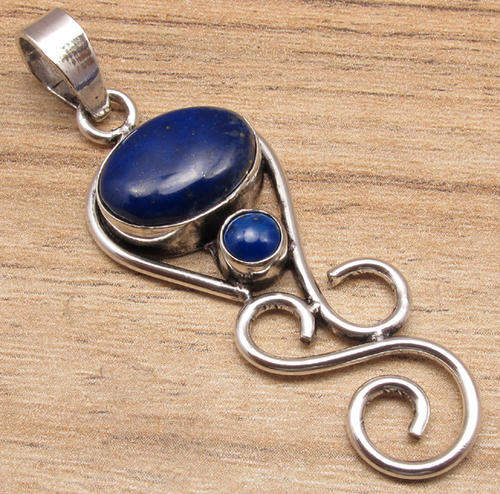 IMPORTED FROM INDIA!! - GORGEOUS NATURAL LAPIS LAZULI STERLING SILVER PENDANT!!