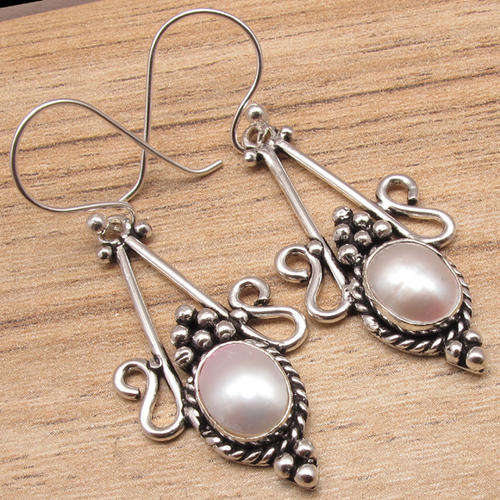 IMPORTED FROM INDIA!! - GORGEOUS MABE PEARLS IN STERLING SILVER EARRINGS!!