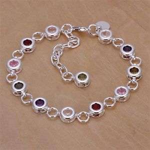 ***STUNNING*** MULTICOLOUR CZ IN STERLING SILVER BRACELET!!