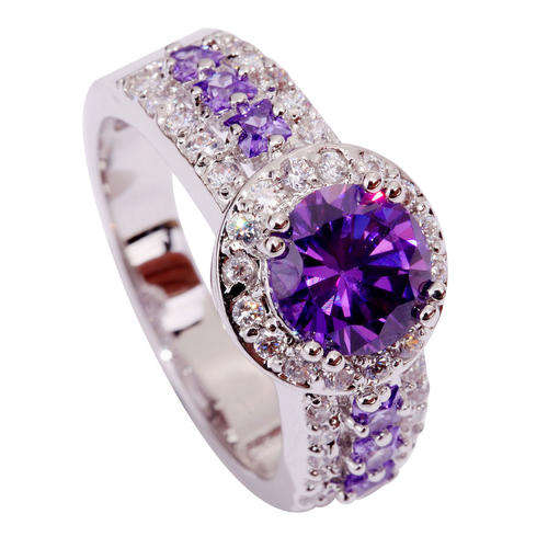 *** SIZE 8.75 ***STUNNING AMETHYST AND TOPAZ IN STERLING SILVER RING!!!