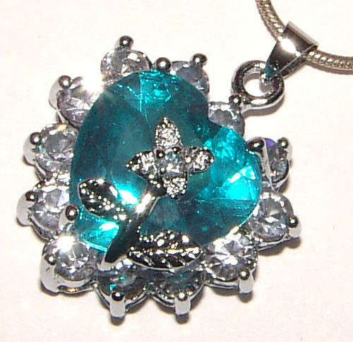 **FARYTALE COLLECTION!** SWEET TOPAZ BLUE FACETED HEART CRYSTAL PENDANT - NEW!