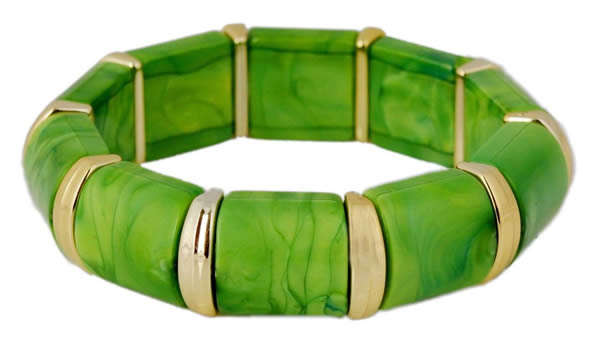 STUNNING BROAD ACRYLIC RESIN STRETCHY BRACELET WITH GOLD SPACERS!