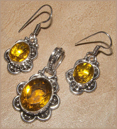 IMPORTED FROM INDIA!! - GORGEOUS NATURAL CITRINE QUARTZ STERLING SILVER SET!!