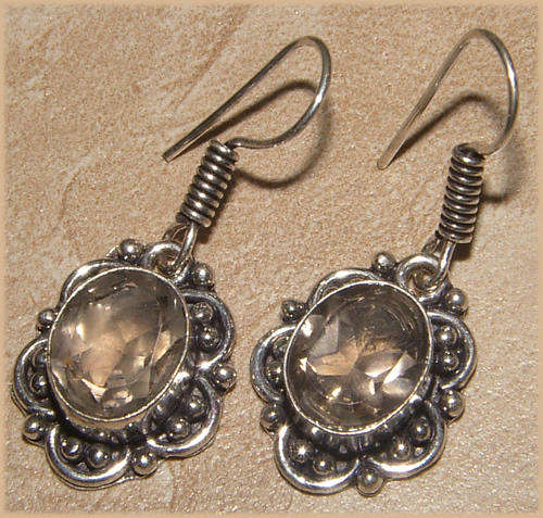 IMPORTED FROM INDIA!! - GORGEOUS NATURAL SMOKEY QUARTZ IN STERLING SILVER EARRINGS!!