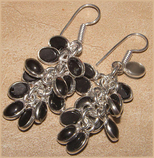 IMPORTED FROM INDIA!! - GORGEOUS NATURAL ONYX IN STERLING SILVER EARRINGS!!