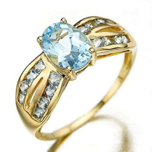 ***WOAW!!!***STUNNING AQUAMARINE YELLOW GOLD RING!!!