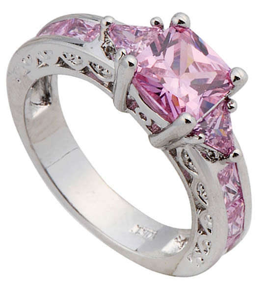 ***BIG SIZE***STUNNING PINK SAPPHIRES IN WHITE GOLD RING!!!
