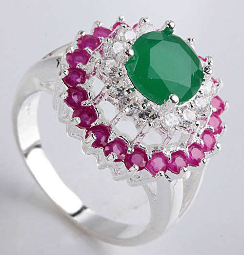 ***WOAW!!!***STUNNING RUBY, EMERALD AND TOPAZ IN S80 SILVER RING!!