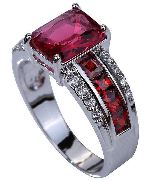 *** SIZE 8 ***STUNNING RUBY, SPINEL AND TOPAZ STERLING SILVER RING!!!