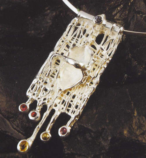 SILVERADO BY ARGENTI ORO SA - STUNNING FULLY IMPORTED HAND MADE PENDANT WITH NATURAL STONES!