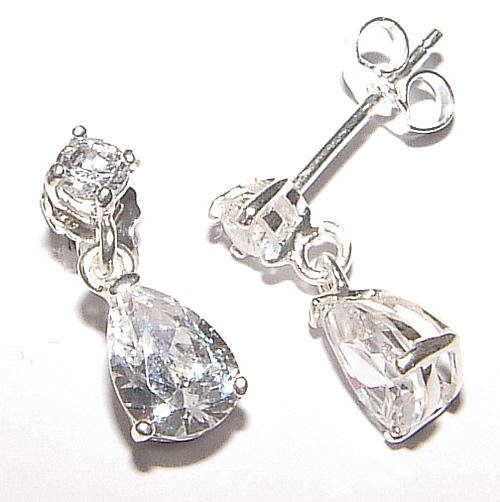 CUTE STERLING SILVER CZ DANGLING EARRINGS!