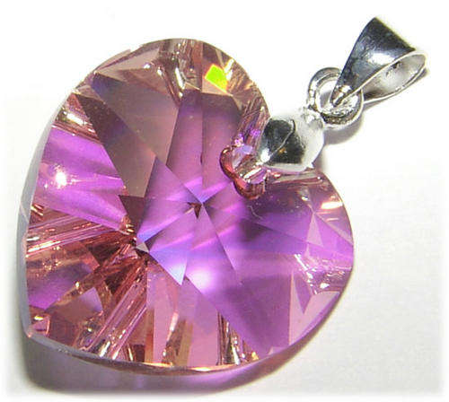 GENUINE SWAROVSKI CRYSTAL HEART STERLING SILVER PENDANT.