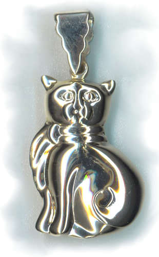 SOLID STERLING SILVER KITTY CAT PENDANT
