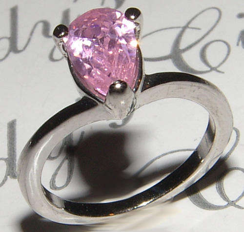 SWEET WHITE GOLD PLATED PINK CZ RING