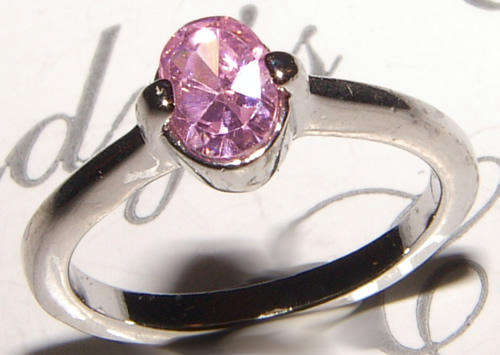 SWEET WHITE GOLD PLATED PINK CZ RING