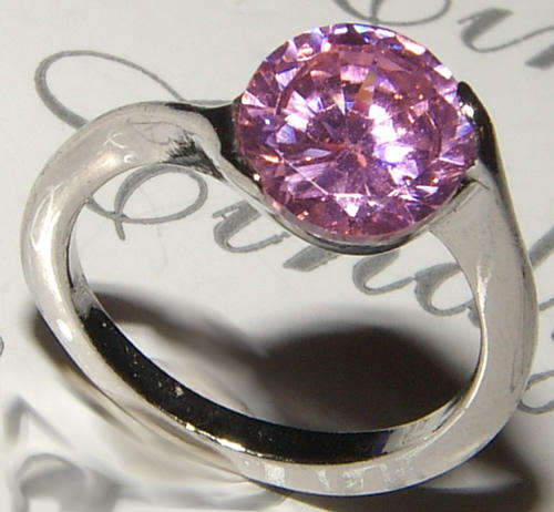SWEET WHITE GOLD PLATED PINK CZ RING