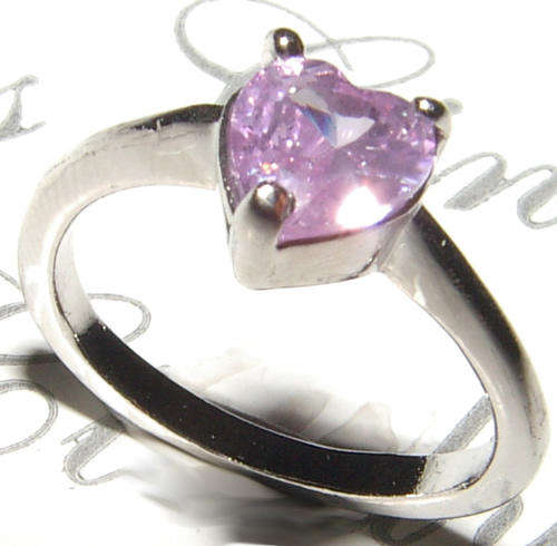 SWEET WHITE GOLD PLATED LAVENDER CZ RING