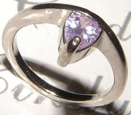 SWEET WHITE GOLD PLATED LAVENDER CZ RING