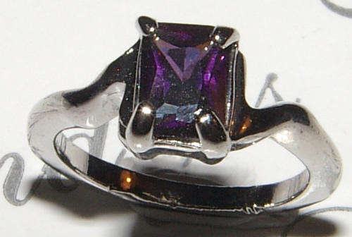 SWEET WHITE GOLD PLATED AMETHYST CZ RING