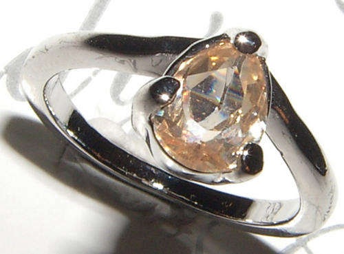 SWEET WHITE GOLD PLATED IMPERIAL ORANGE CZ RING