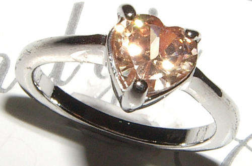 SWEET WHITE GOLD PLATED CHAMPANGE CZ RING