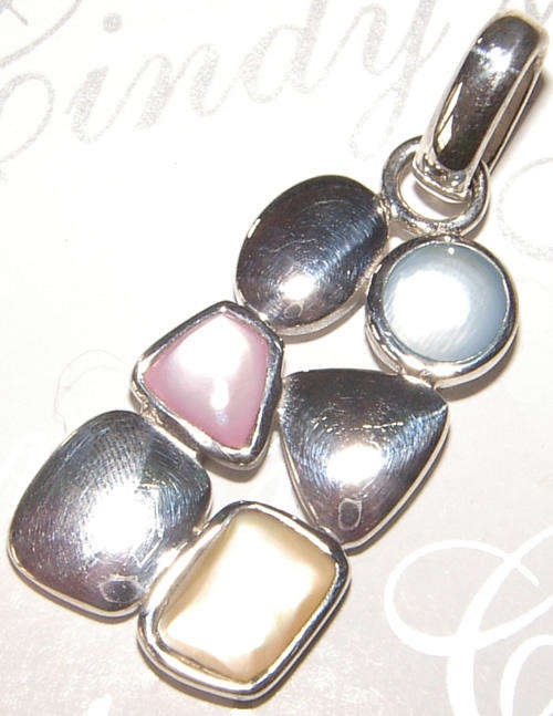 NATURAL MOTHER OF PEARL STERLING SILVER PENDANT