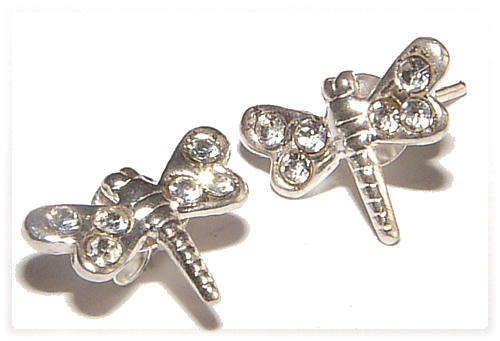 FUNKY SOLID STERLING SILVER DRAGONFLY STUD EARRINGS