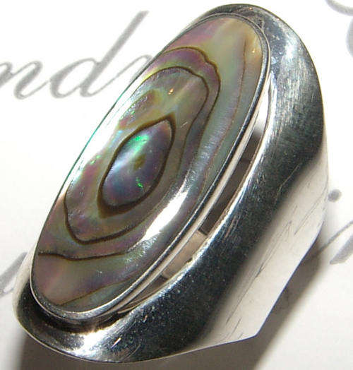 NEW DESIGN! - GENUINE PAUA SHELL STERLING SILVER RING!!